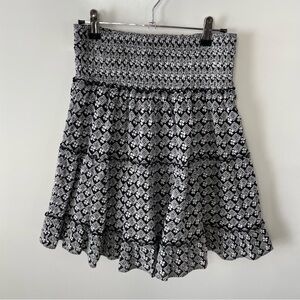 Cowgirl Justice Black and White Ruffle Skirt with Smocked Elastic Waist, Size L